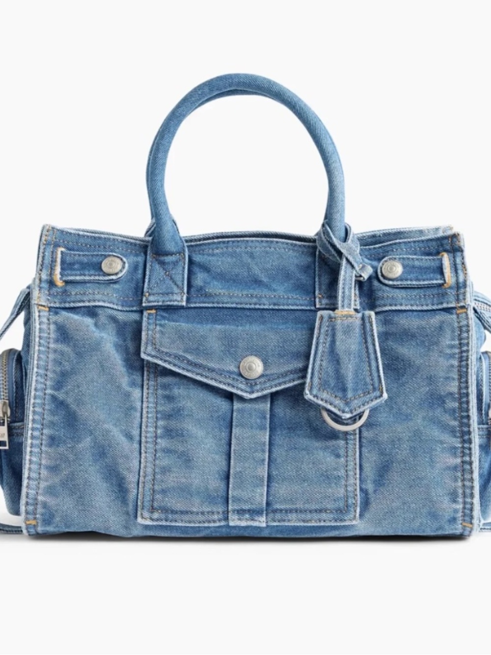 GAP Five Pocket Medium Size Denim Satchel Bag-NWT-Medium Wash - Picture 3 of 11